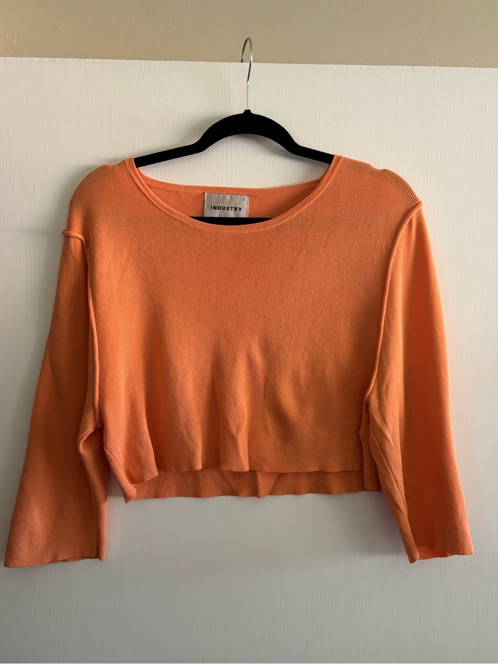 Orange Cropped 3/4 -Sleeve Women's Top